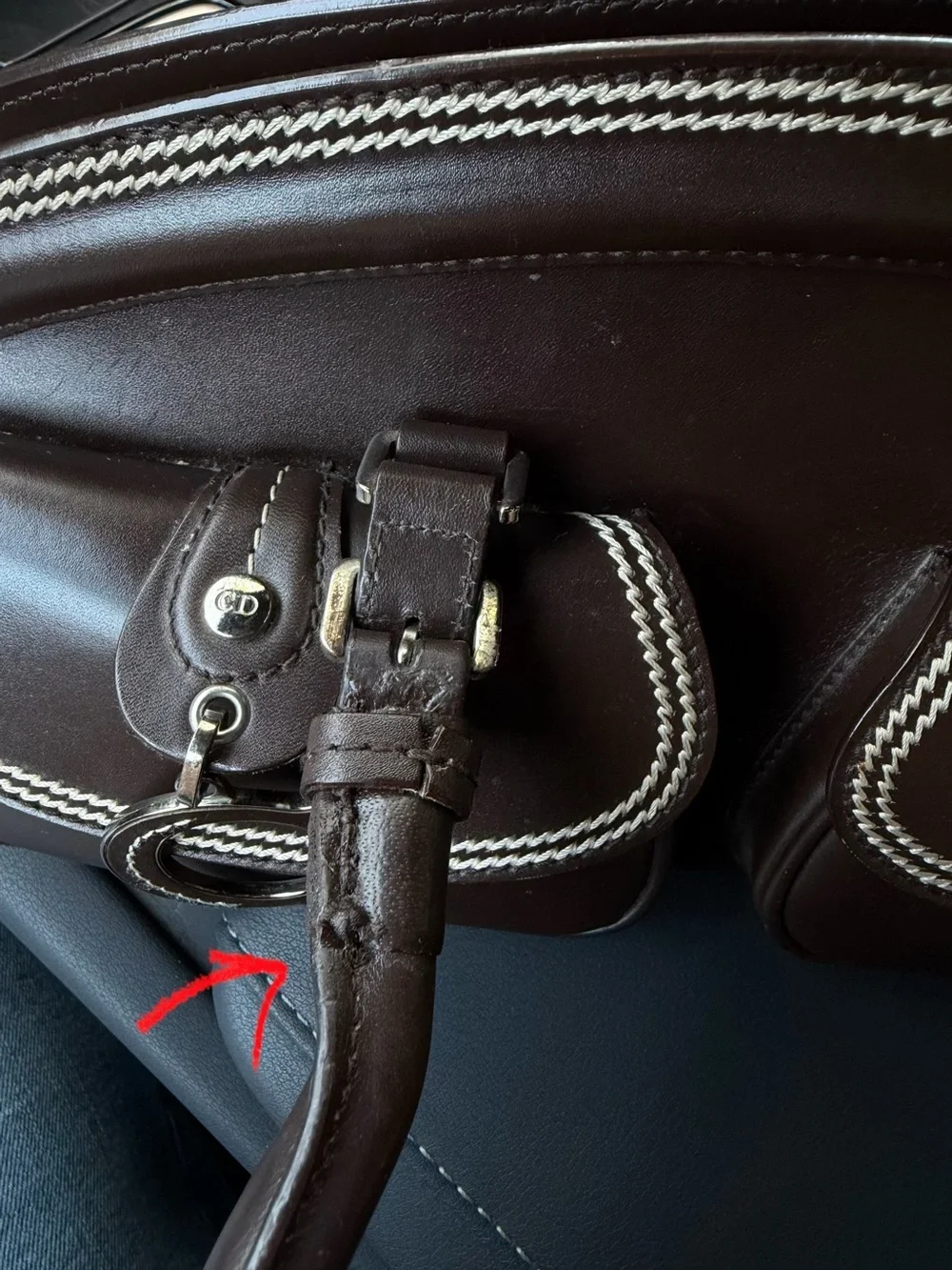 Rare Christian Dior Detective Bag Brown Leather Galliano Era C&D Charm Y2K